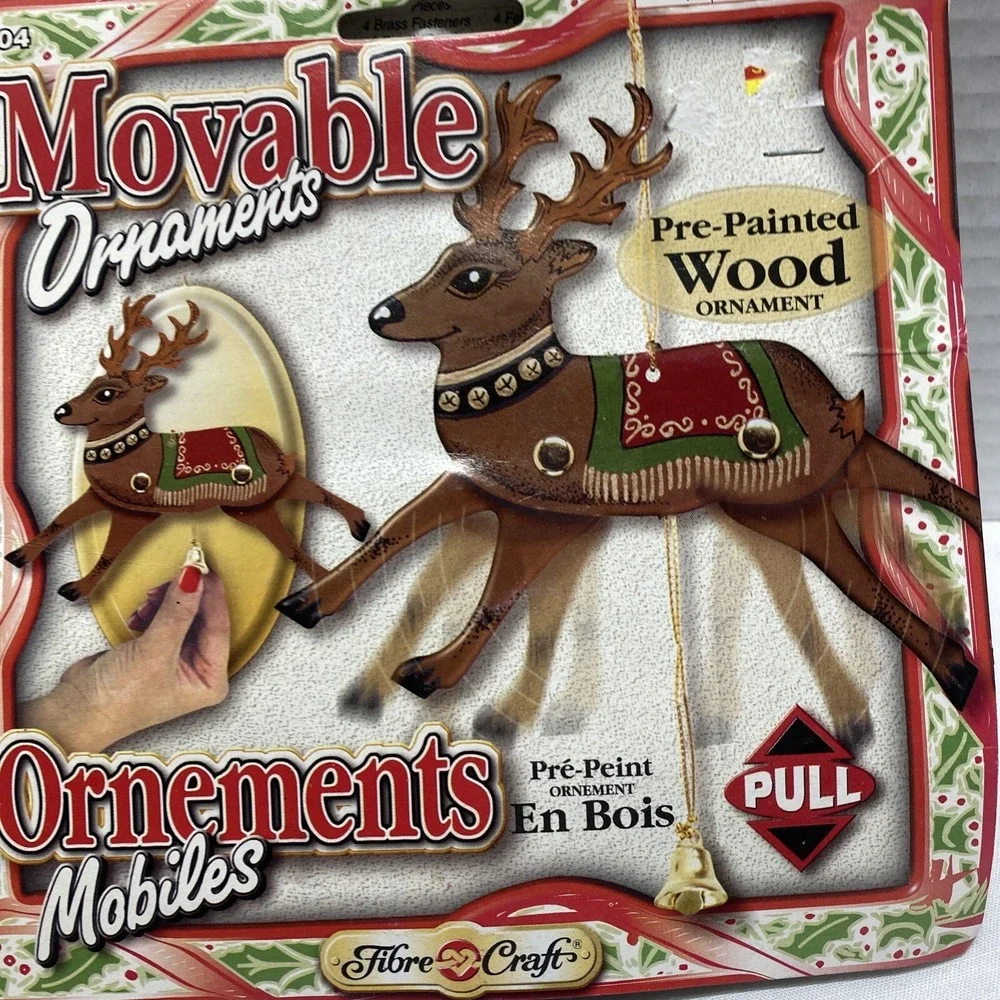 Vintage 1999 Fibre Craft Christmas Movable Ornament Kits Lot of 4 NEW Santa
